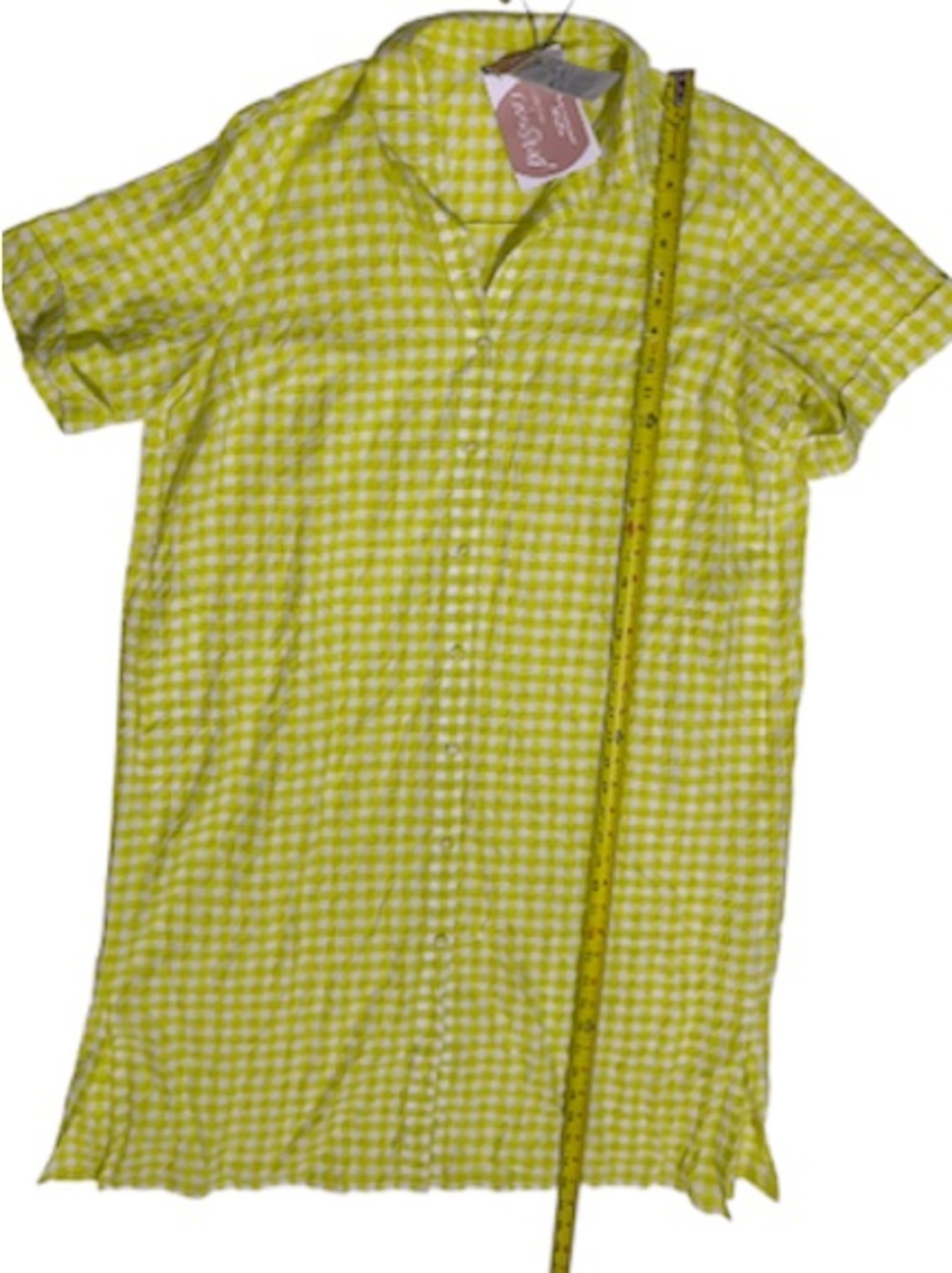 NWT PERSONA by Marina Rinaldi Women’s Yellow Gingham Midi Shirt Dress with Belt - Picture 14 of 16